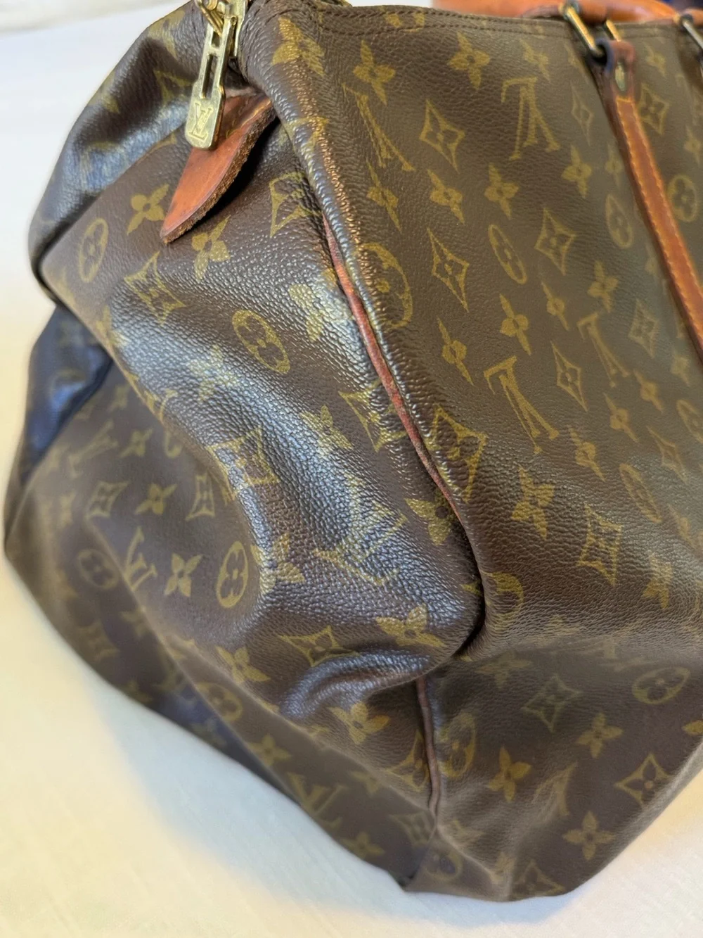 Louis Vuitton Keepall 50 Monogram Boston Bag Brown Authentic -